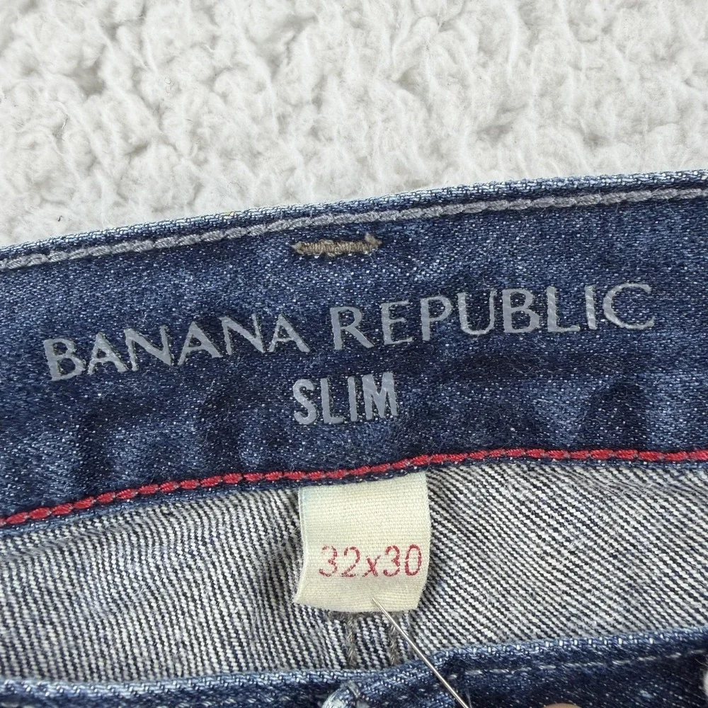 Banana Republic Jeans Mens 32x30 Blue Slim Straight 100% Cotton Denim Pants
